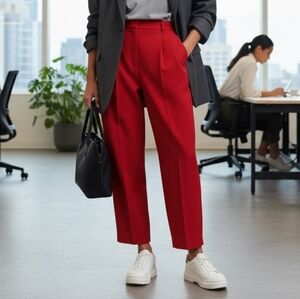 NWT Anna October High Waist Wool-Blend Crop Barrel Trousers